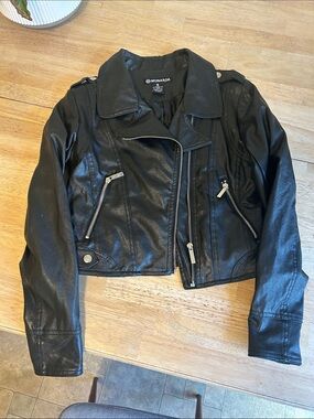 Monarda Women's Black Faux Leather Moto Jacket
